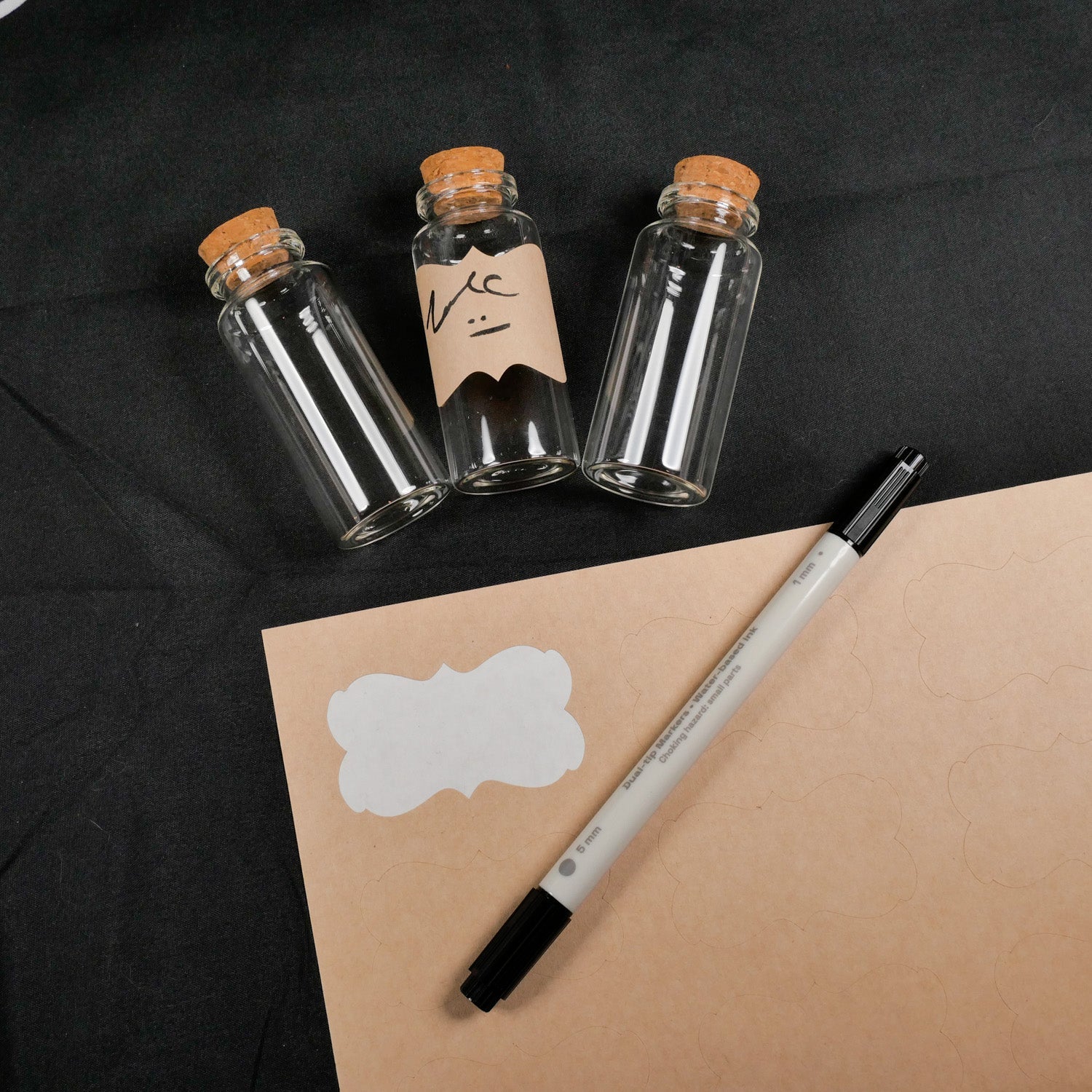 Glass Potion Bottles Label Kit, Organize Your Herbs, Ingredients and Write Your Own Labels