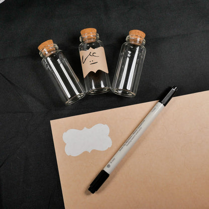 Glass Potion Bottles Label Kit, Organize Your Herbs, Ingredients and Write Your Own Labels