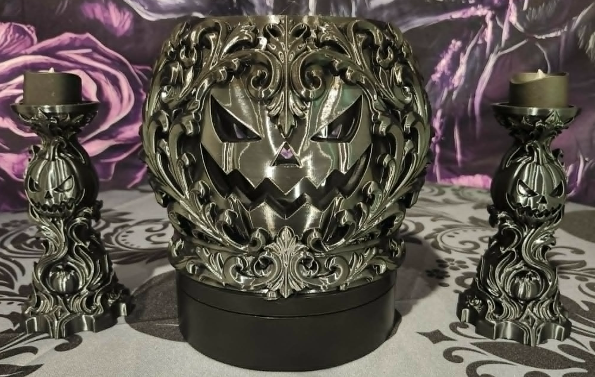 Samhain Baroque Pumpkin Altar Collection | 3-Piece Gothic Halloween Decor Set | Witchy Home Décor