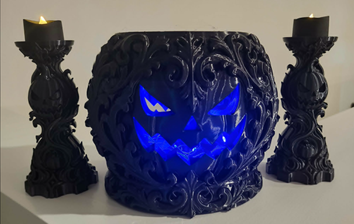 Samhain Baroque Pumpkin Altar Collection | 3-Piece Gothic Halloween Decor Set | Witchy Home Décor
