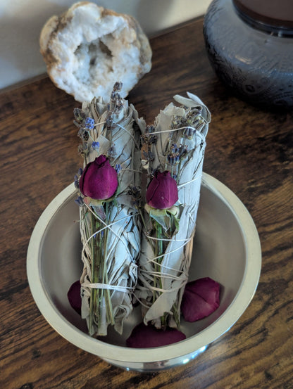 Sage Lavender Rose Smudge Bundle | Aura Cleansing Ritual