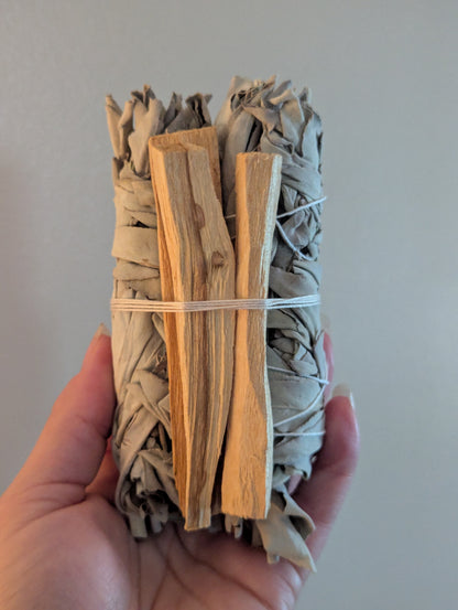 White Sage and Palo Santo Smudge Kit - Energy Cleansing