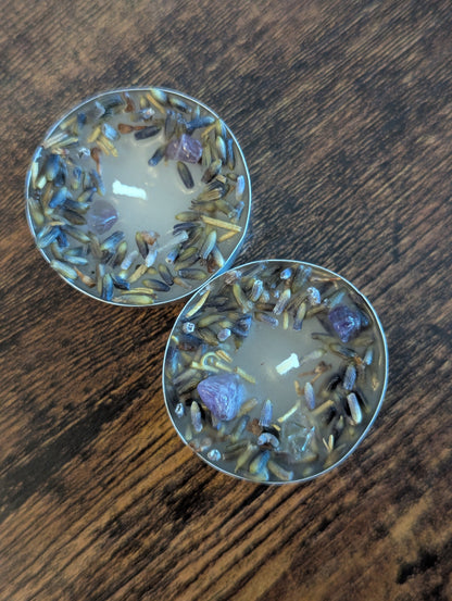 Herb and Crystal Infused Intention Tealight Candles | Love | Prosperity | Calm |
