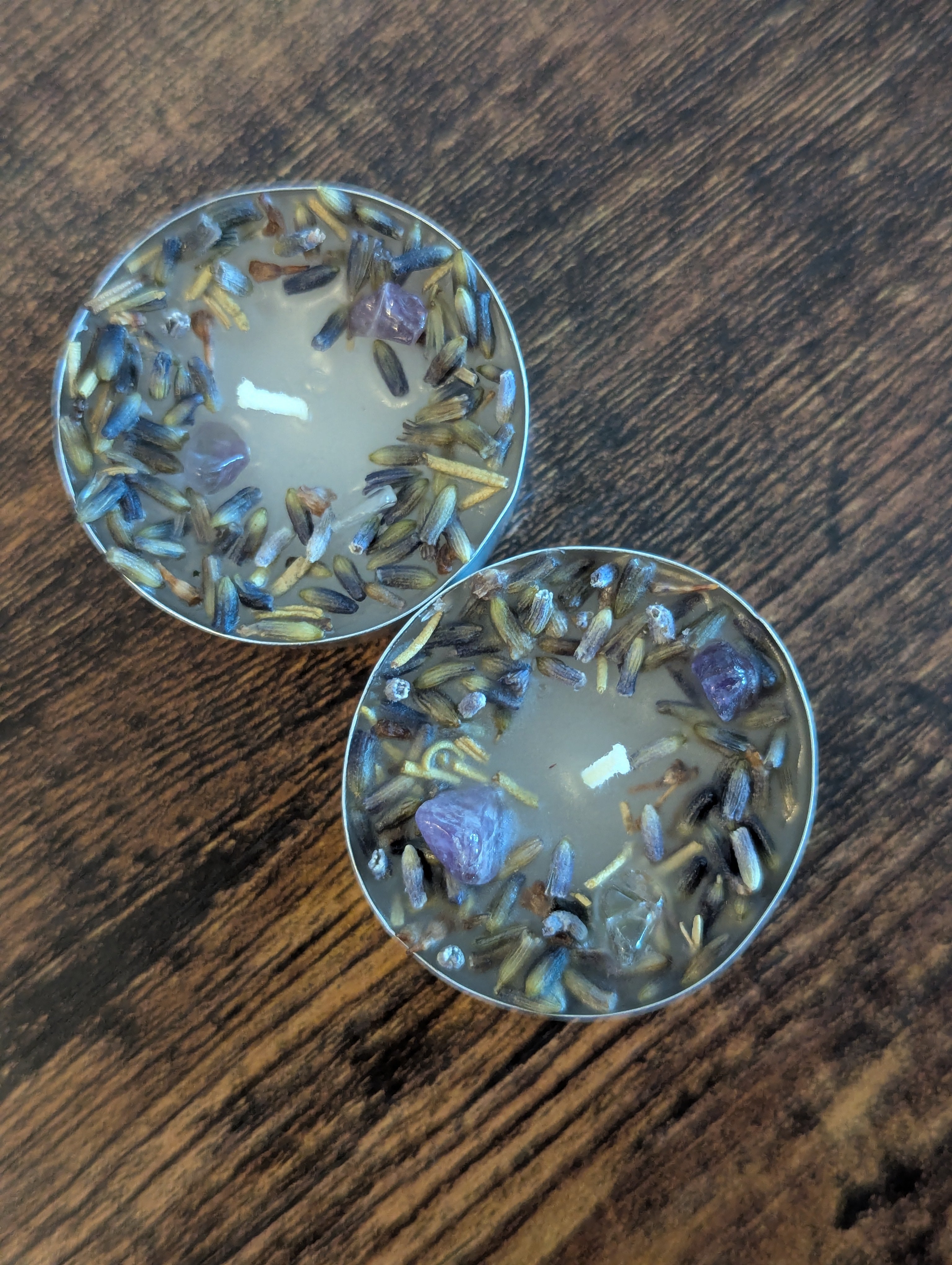 Herb and Crystal Infused Intention Tealight Candles | Love | Prosperity | Calm |