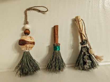 Enchanting Handcrafted Mini Besoms | Pine Needle Altar Brooms | Witchy Home Decor, Cinnamon &amp; Palo Santo One of a Kind Spellwork Tool