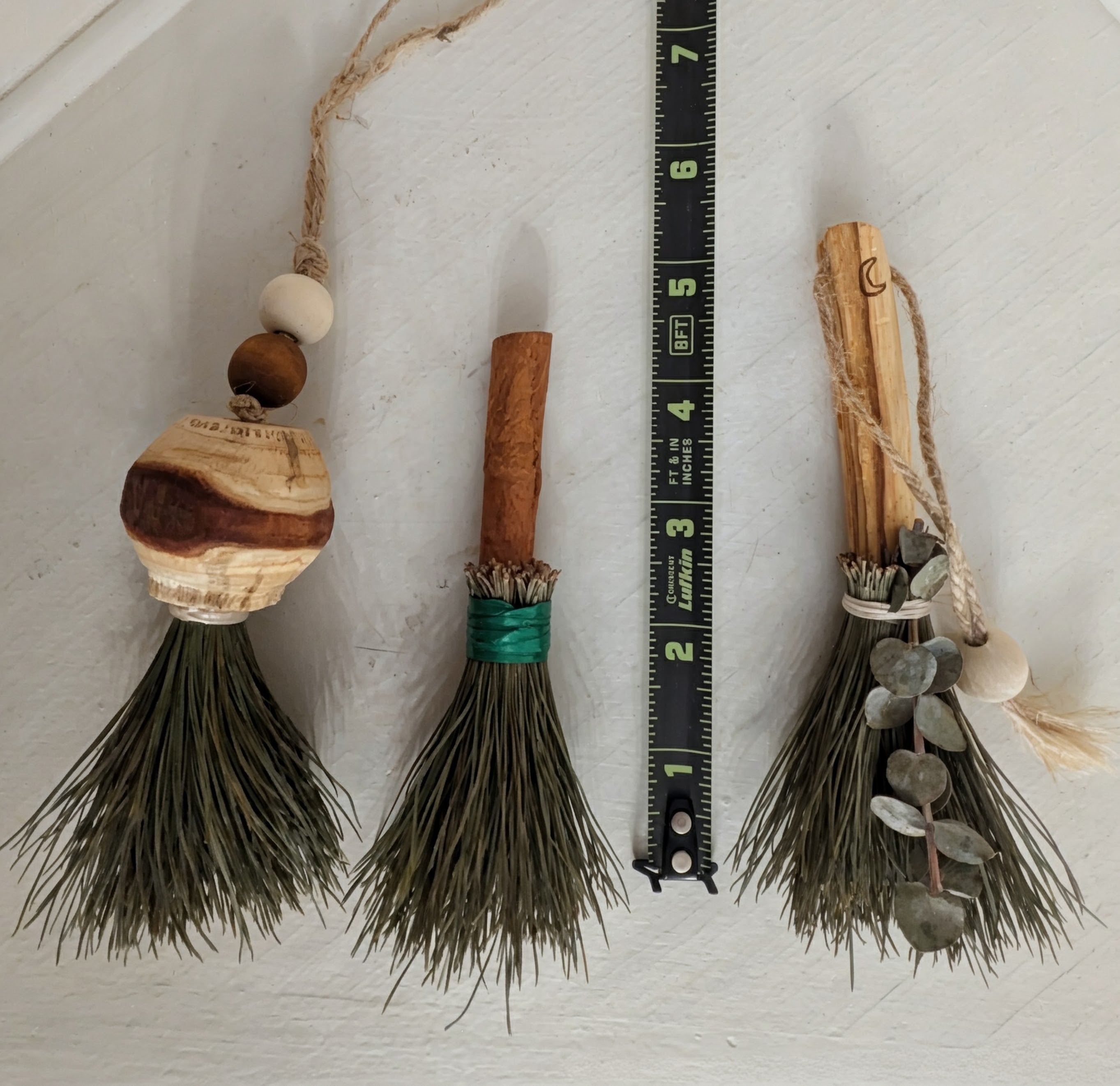 Enchanting Handcrafted Mini Besoms | Pine Needle Altar Brooms | Witchy Home Decor, Cinnamon &amp; Palo Santo One of a Kind Spellwork Tool