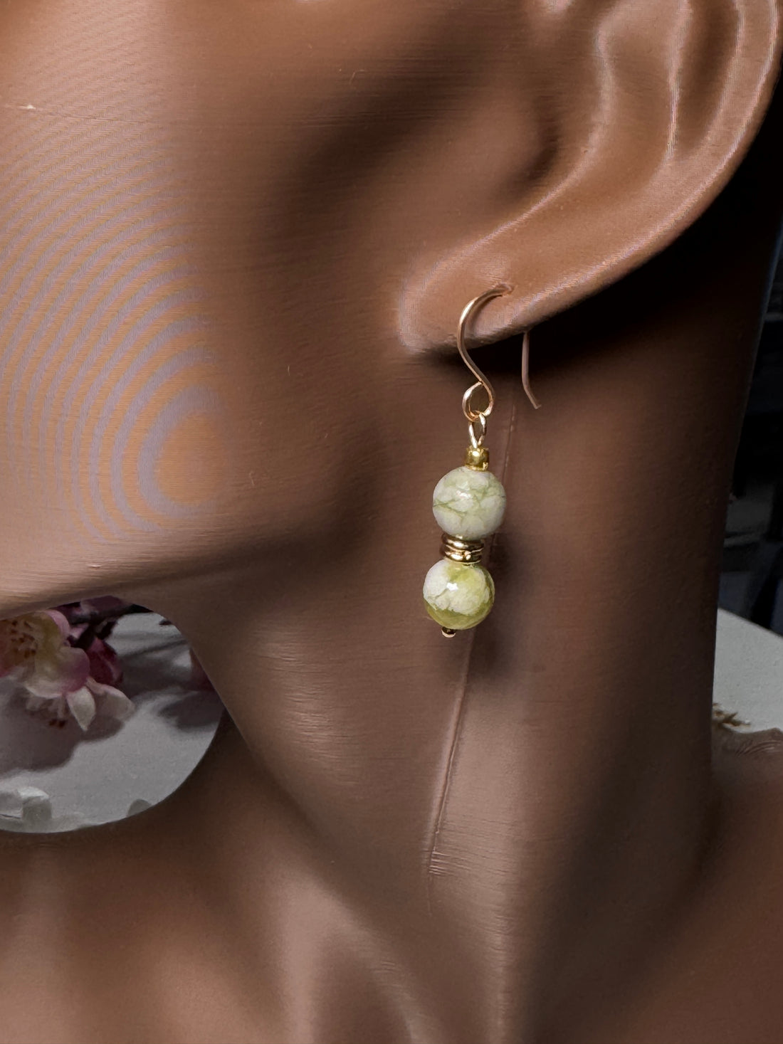 Qinghua Jade Gold Earrings