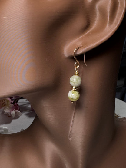 Qinghua Jade Gold Earrings
