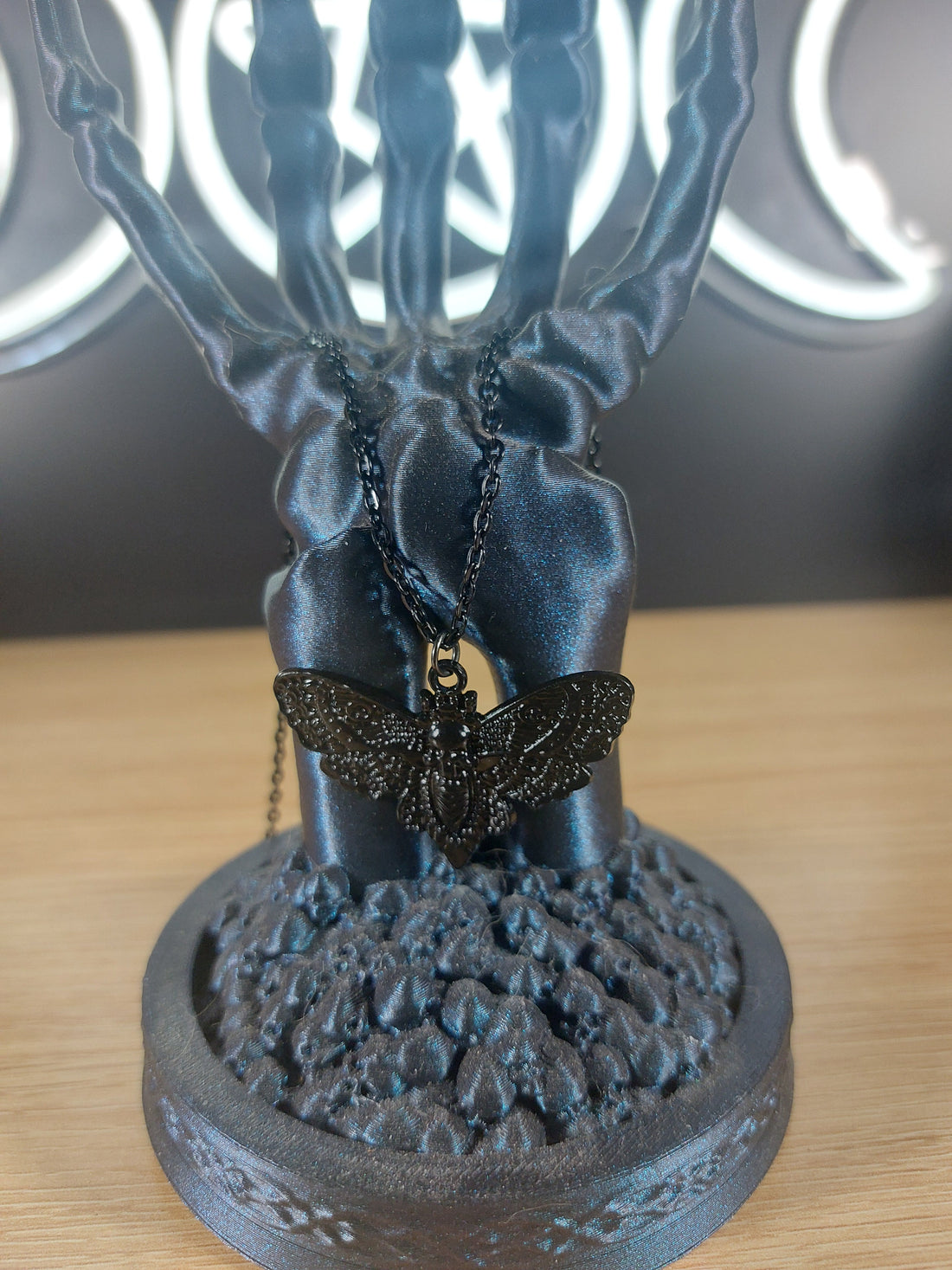 Black Metal Death Moth Necklace