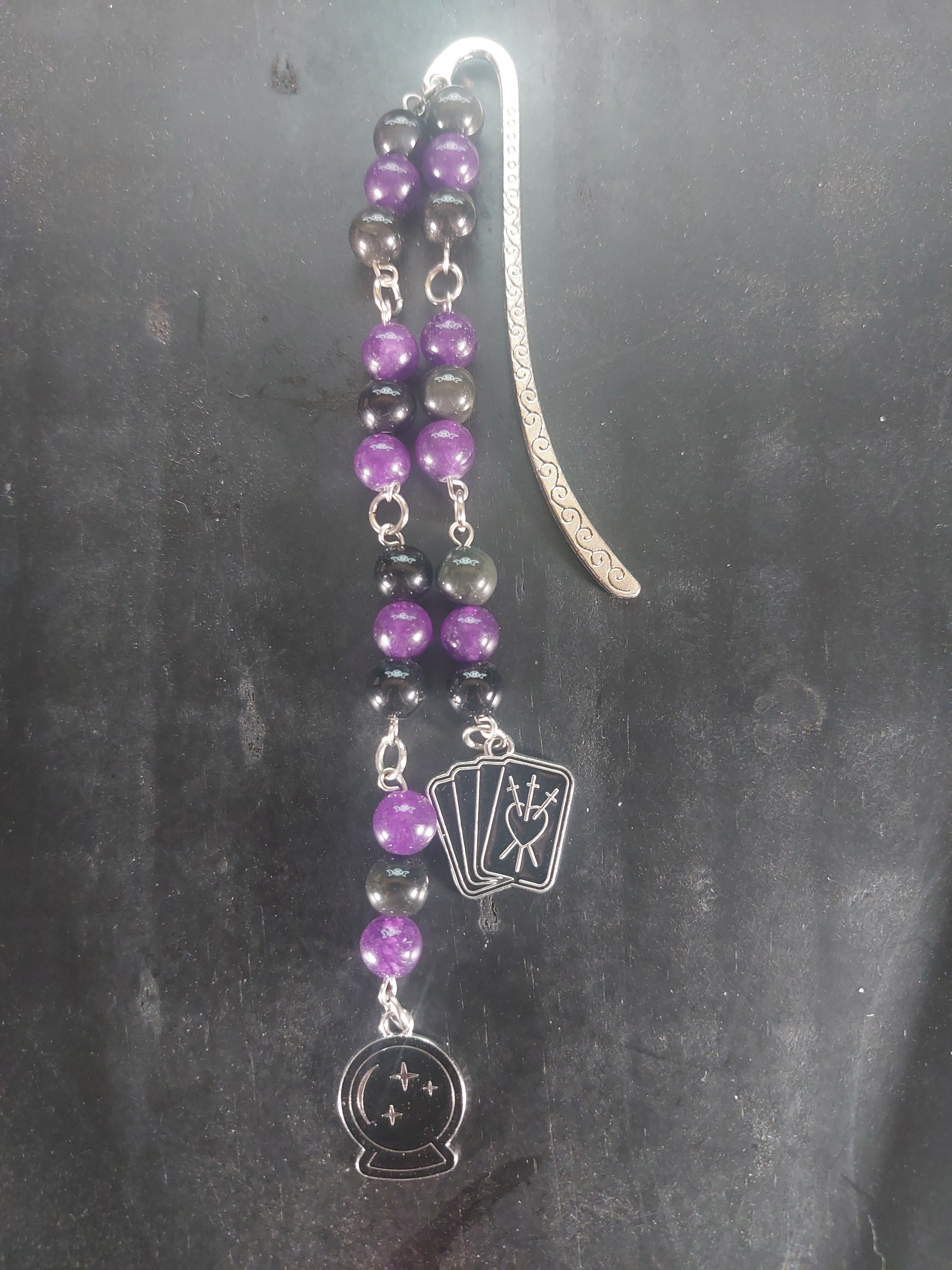 Amethyst and Obsidian Crystal Bookmark