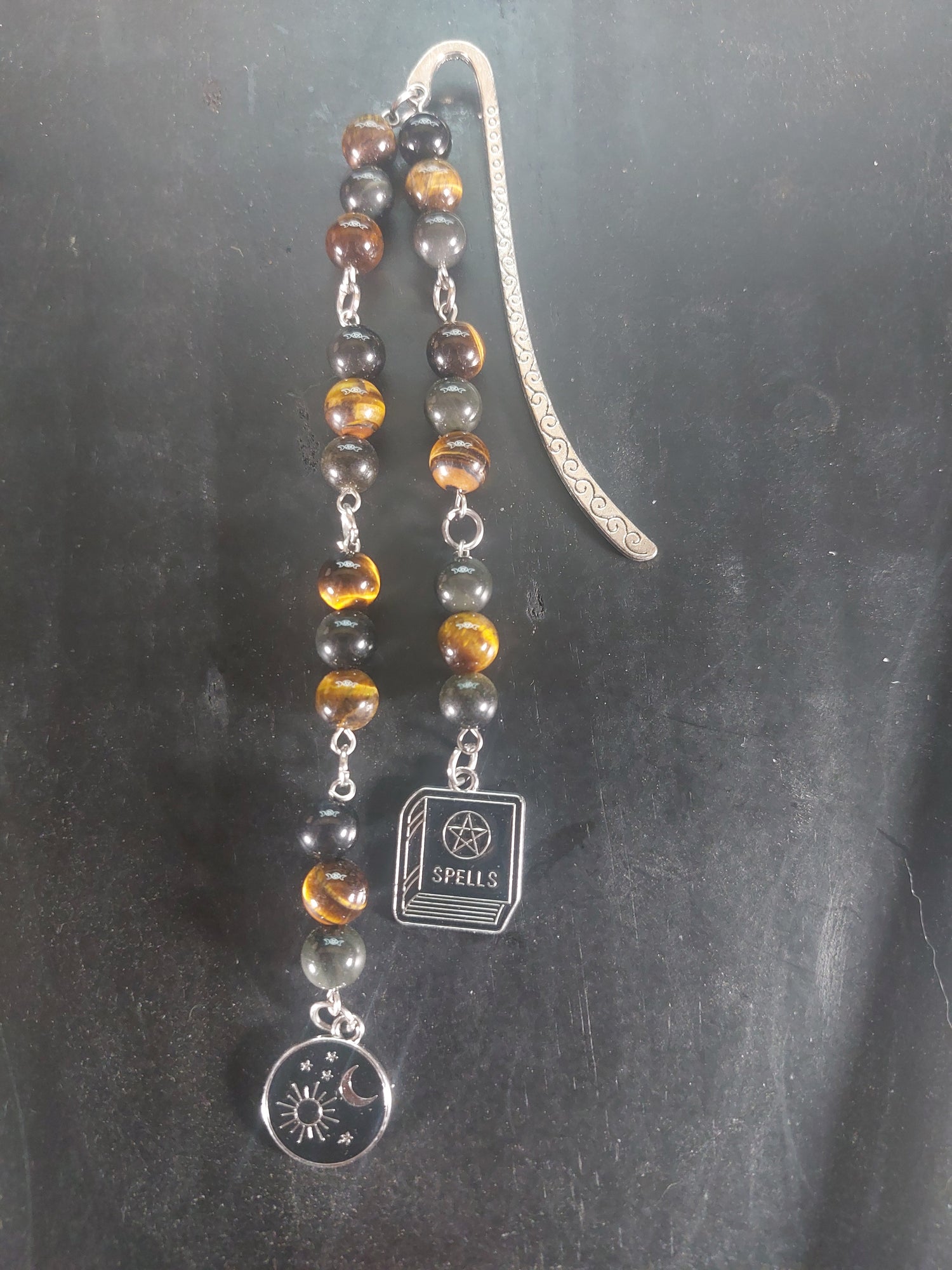 Tigers Eye and Obsidian Crystal Bookmark