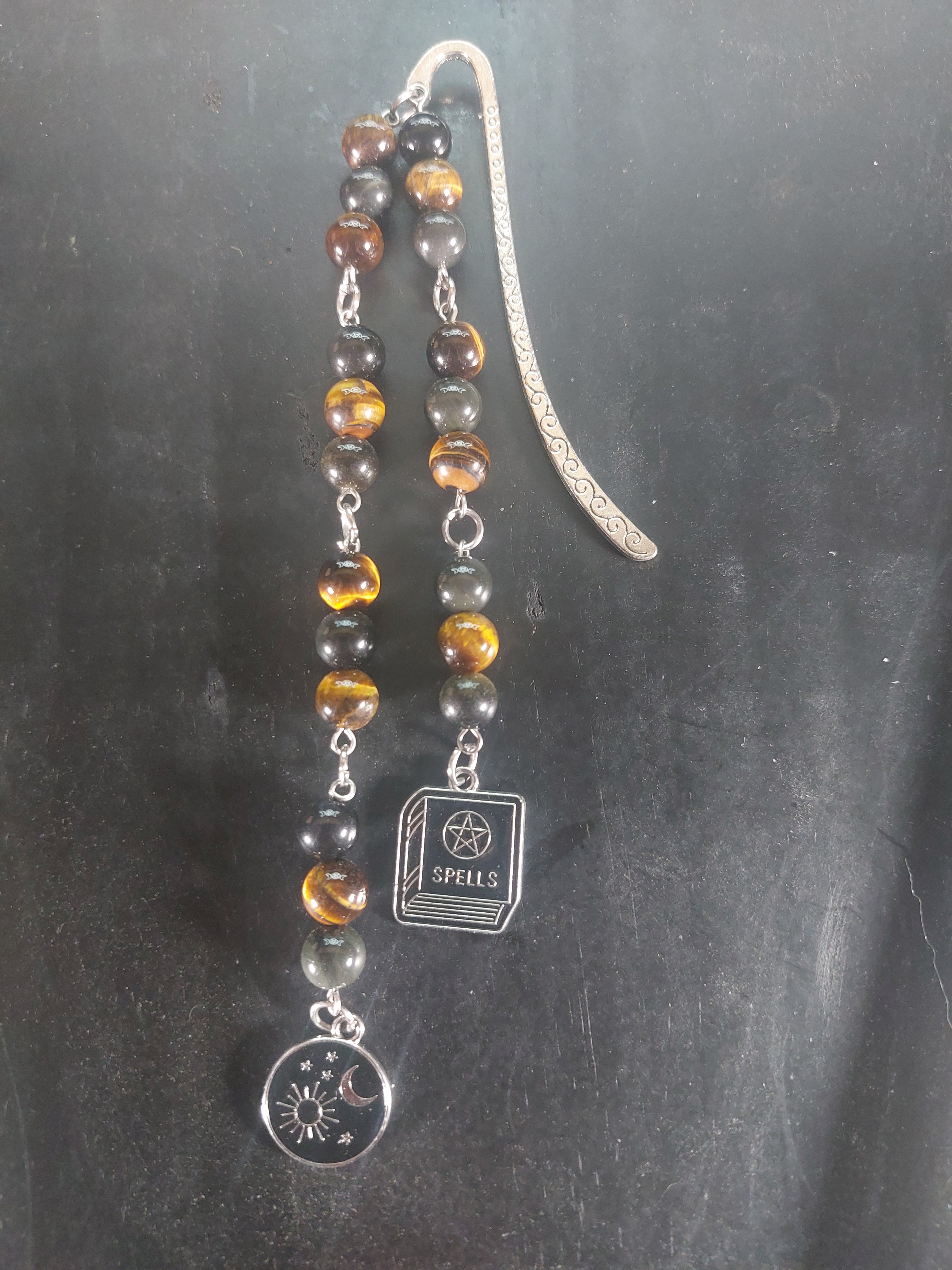 Tigers Eye and Obsidian Crystal Bookmark