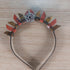 Tigers eye and red jasper crystal crown with a silver pentagram on a black headband.