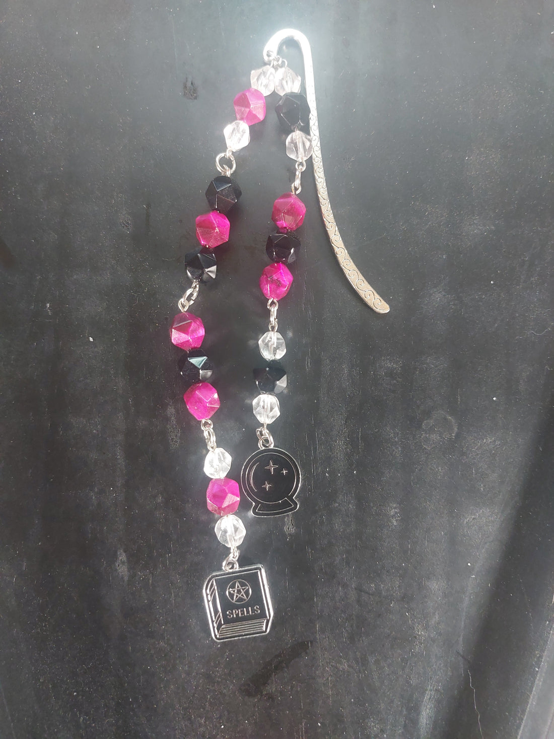 Red Tigers Eye Onyx and Clear Quartz Crystal Bookmark