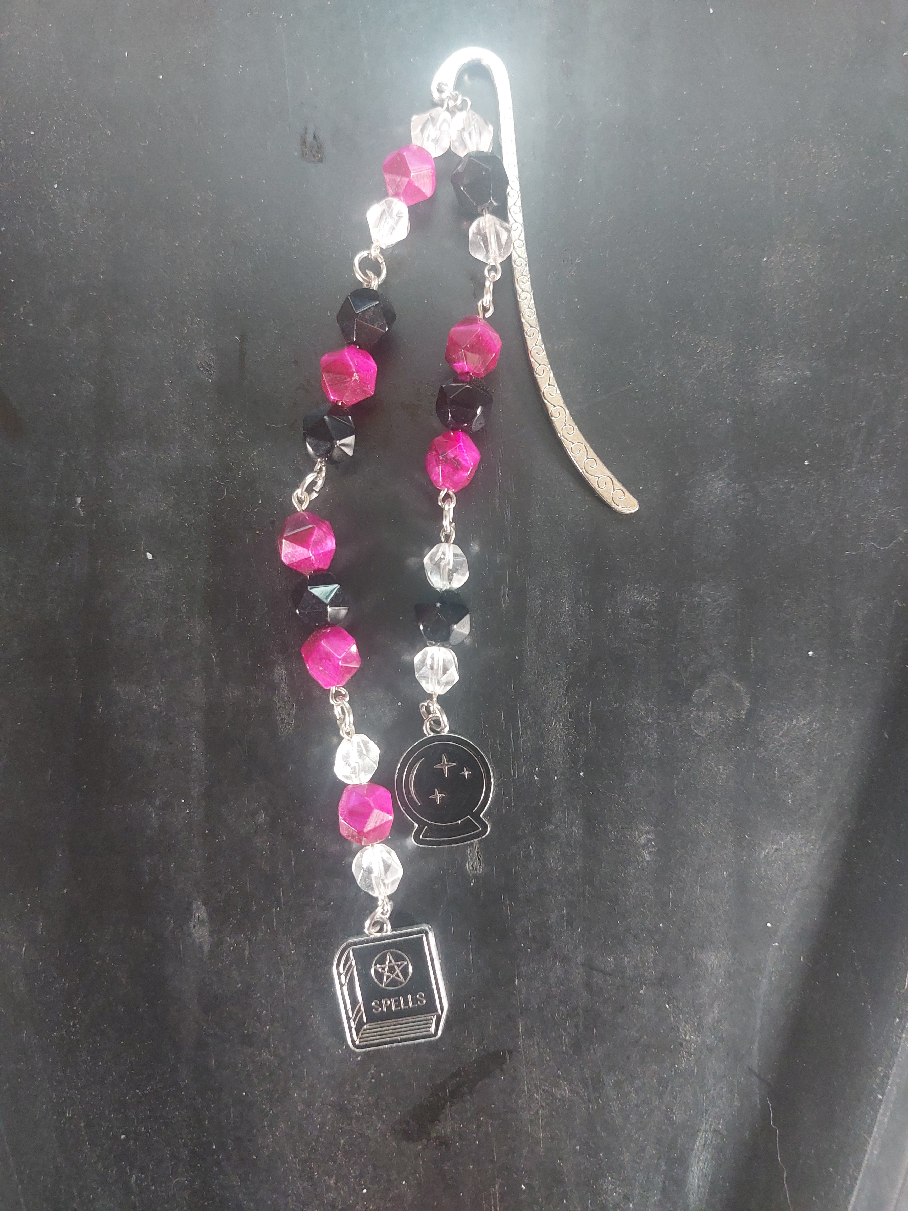 Red Tigers Eye Onyx and Clear Quartz Crystal Bookmark