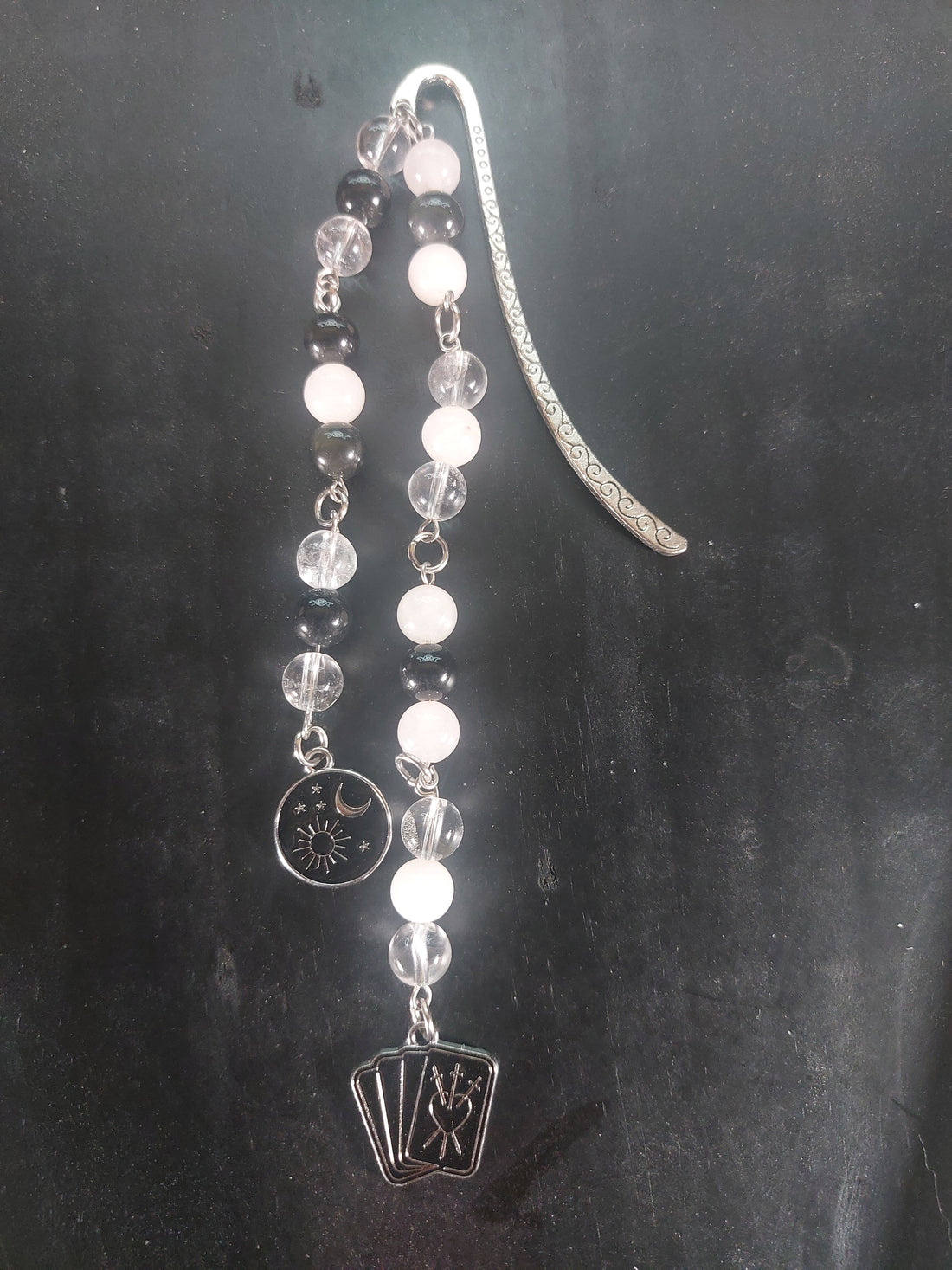 Rose Quartz Onyx and Clear Quartz Crystal Bookmark