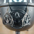 Silver-tone planchette earrings with black accents, "YES" "NO", crescent moons, and a cat holding a book.