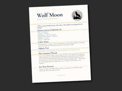 Full Moon Wisdom Collection — Printable Moon Journal &amp; Reference Pages for Lunar Practice