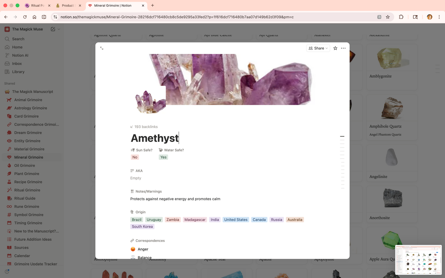 Crystals &amp; Minerals Grimoire - Lifetime Access