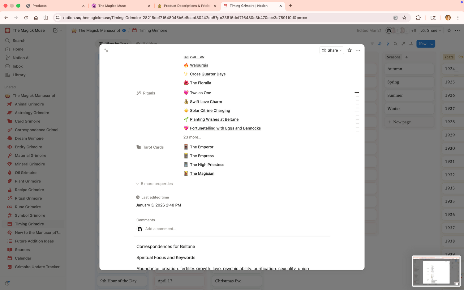 Dates &amp; Calendar Grimoire - Lifetime Access