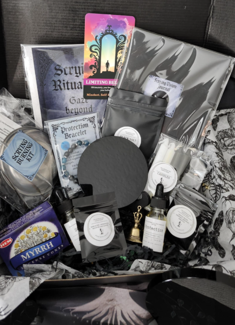 Scrying Ritual Kit - Powerful Black Obsidian Mirror - Divination - Shadow Work - Spell Kit