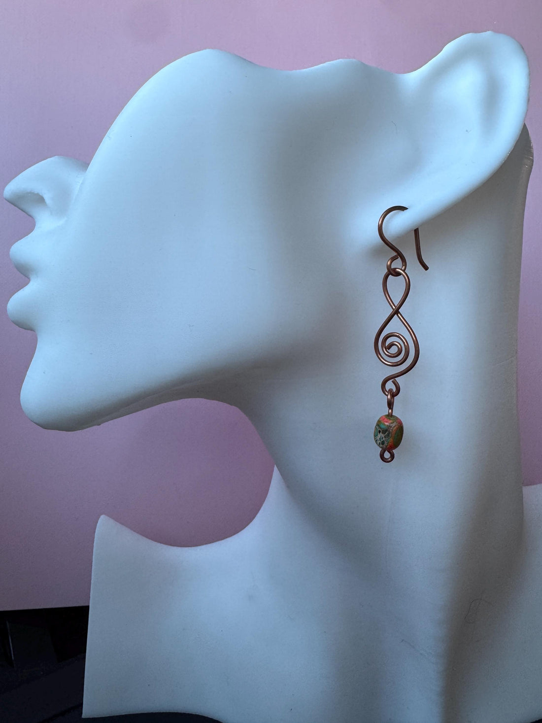 Copper Earrings with Rare Sea Sediment Jasper Gemstones