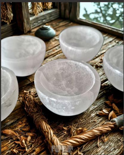 Selenite Satin Spar Crystal Small Bowls (2 Inches)