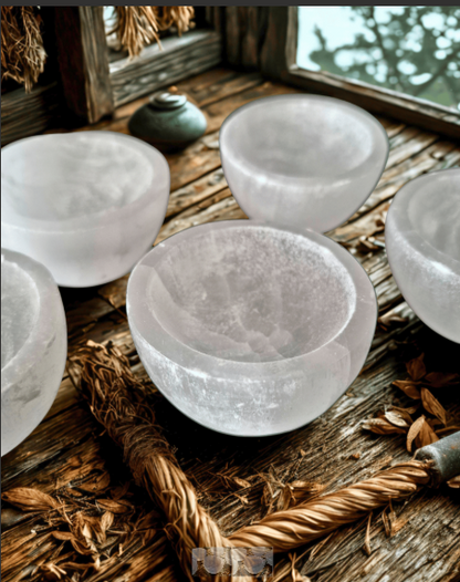 Selenite Satin Spar Crystal Small Bowls (2 Inches)