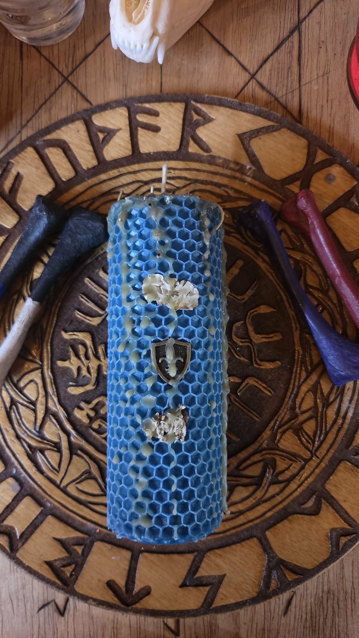 Shield Wall Seidr Beeswax Spell Candle - A Flame for Protection, Unity, and Holding the Line Together