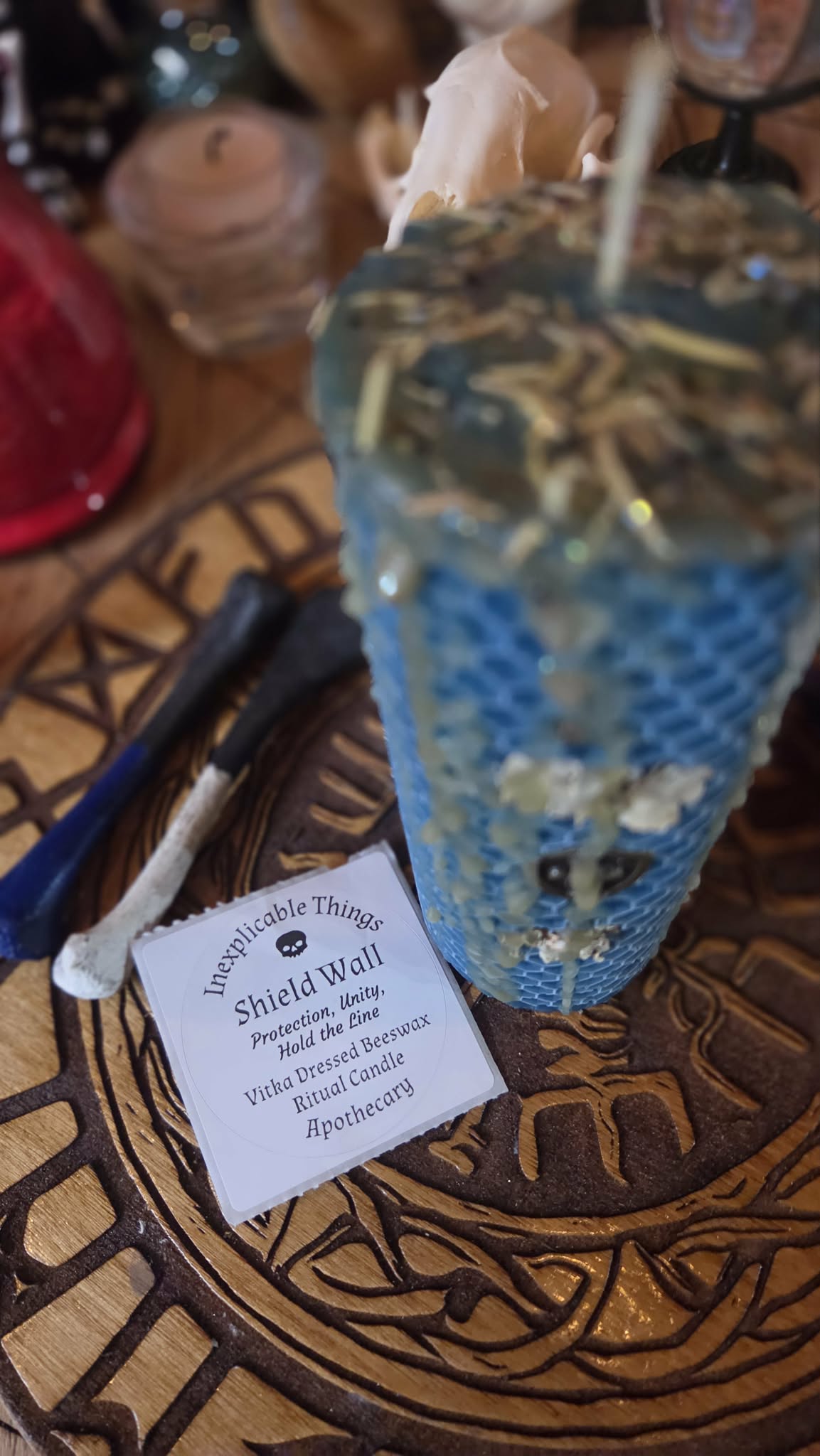 Shield Wall Seidr Beeswax Spell Candle - A Flame for Protection, Unity, and Holding the Line Together