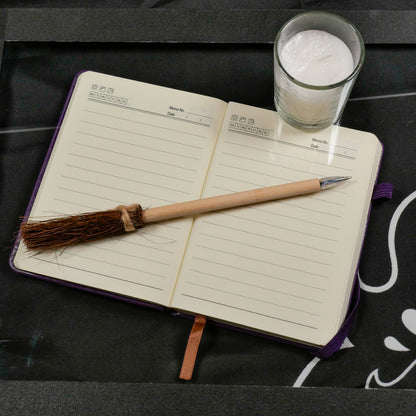 Witch’s Broom Pen &amp; Mini Grimoire kit for Spellcasting, Journaling by Candlelight