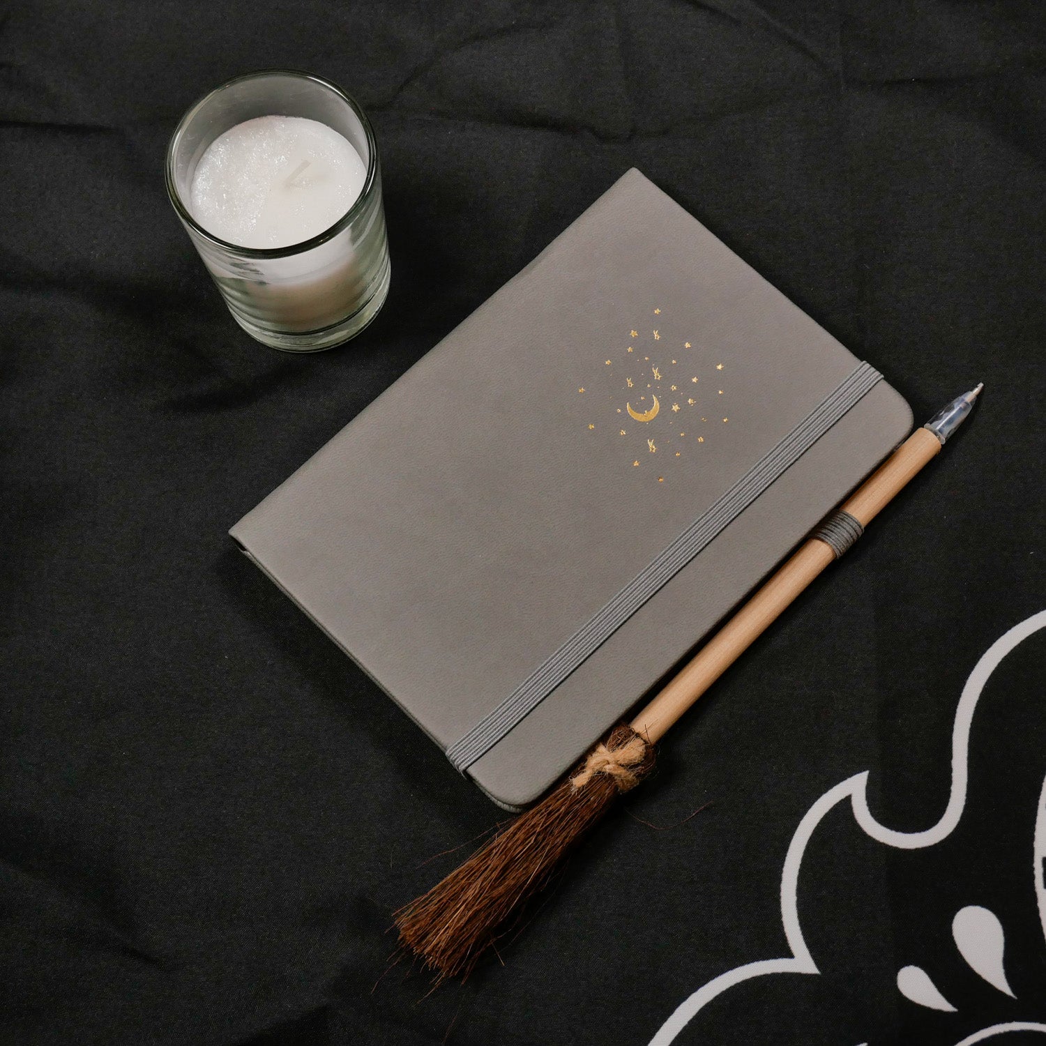 Witch’s Broom Pen &amp; Mini Grimoire kit for Spellcasting, Journaling by Candlelight
