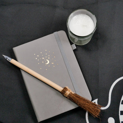 Witch’s Broom Pen &amp; Mini Grimoire kit for Spellcasting, Journaling by Candlelight