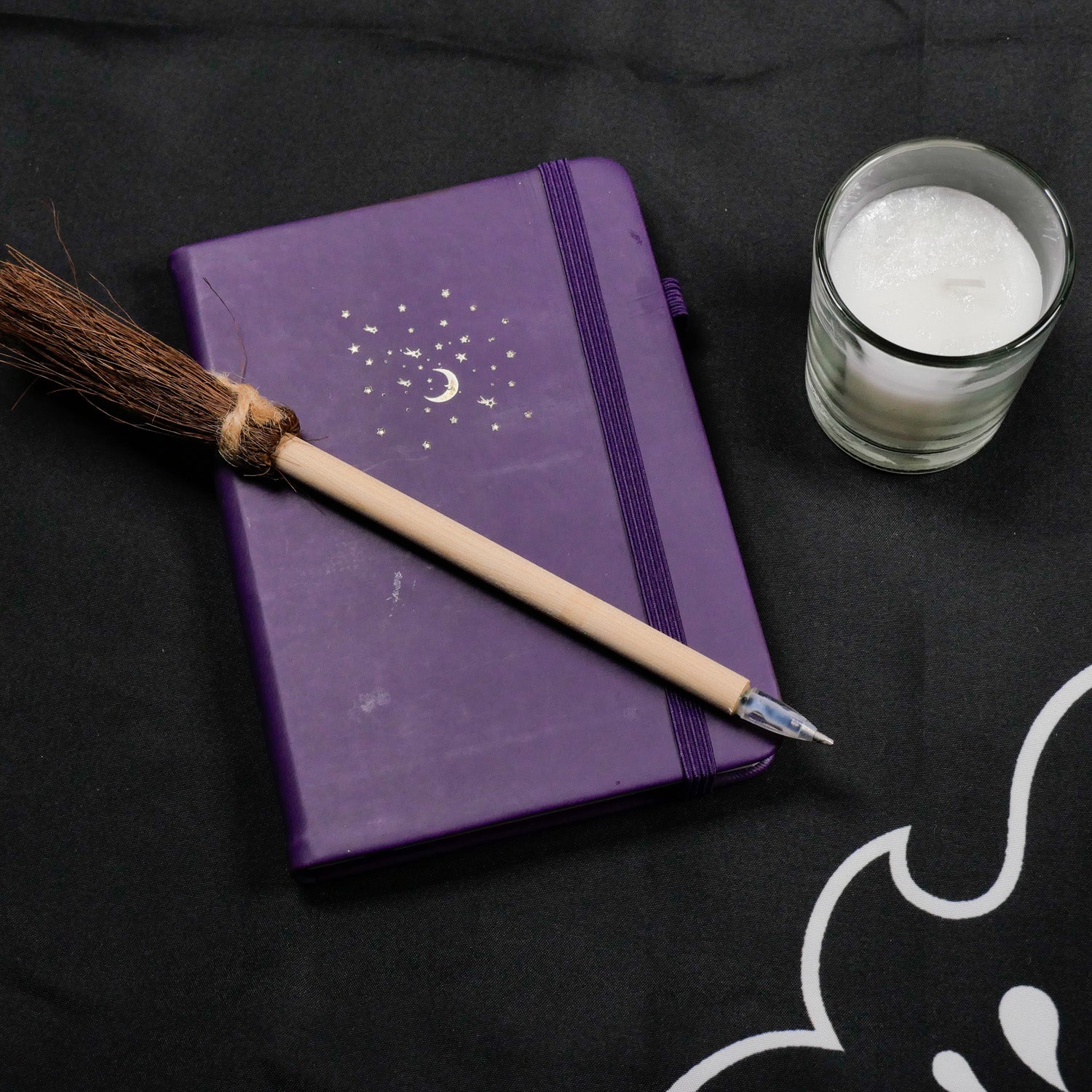 Witch’s Broom Pen &amp; Mini Grimoire kit for Spellcasting, Journaling by Candlelight