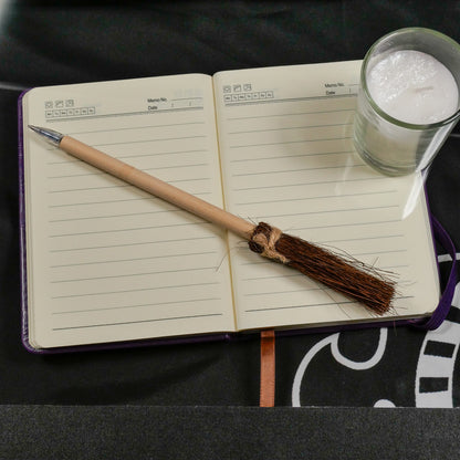 Witch’s Broom Pen &amp; Mini Grimoire kit for Spellcasting, Journaling by Candlelight