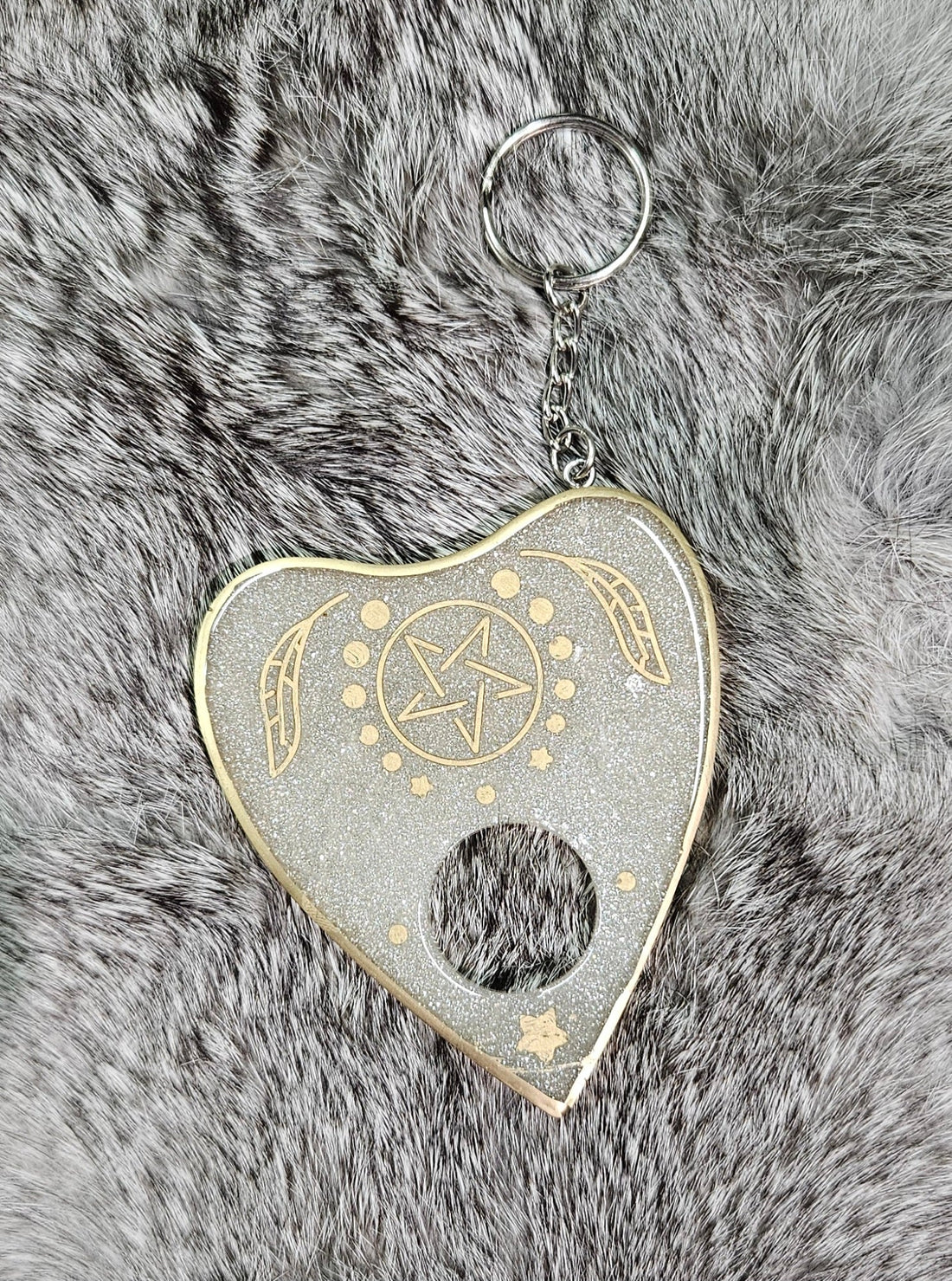 White and Gold Planchet Key Chain (large)